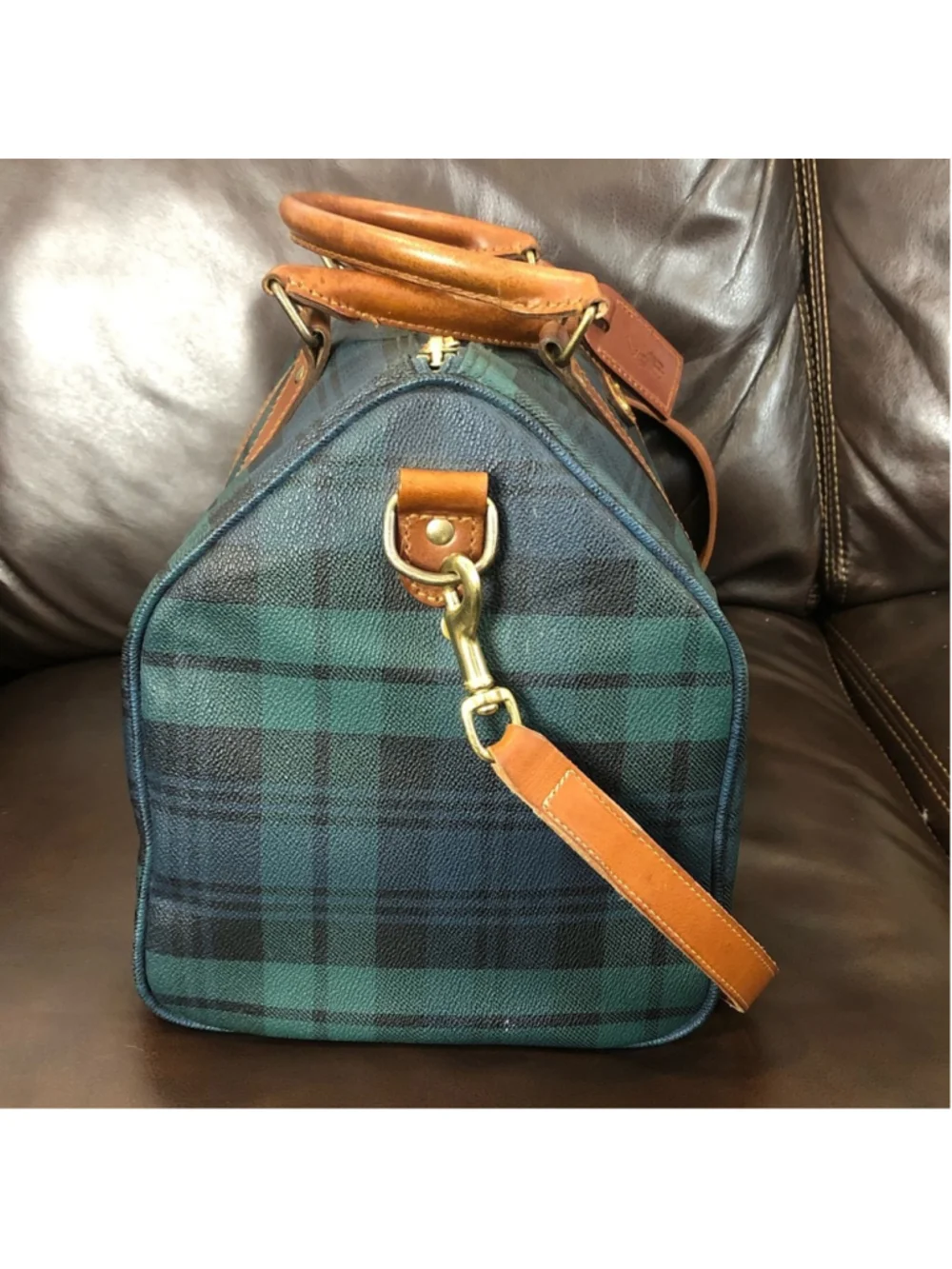 RALPH LAUREN Black Watch Plaid Boston Weekend Travel Duffle Doctors Bag 40cm